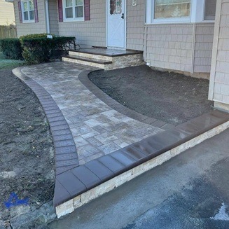 Professional walkway and stone steps installation by Constructive Greens